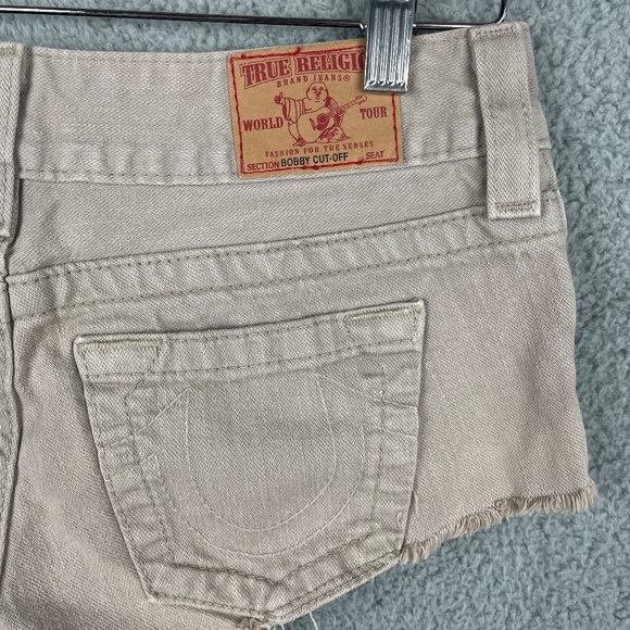 TRUE RELIGION Bobby Cut Off Shorts Womens 25 (26x2) Brown Pockets Comfort Denim - Picture 12 of 13